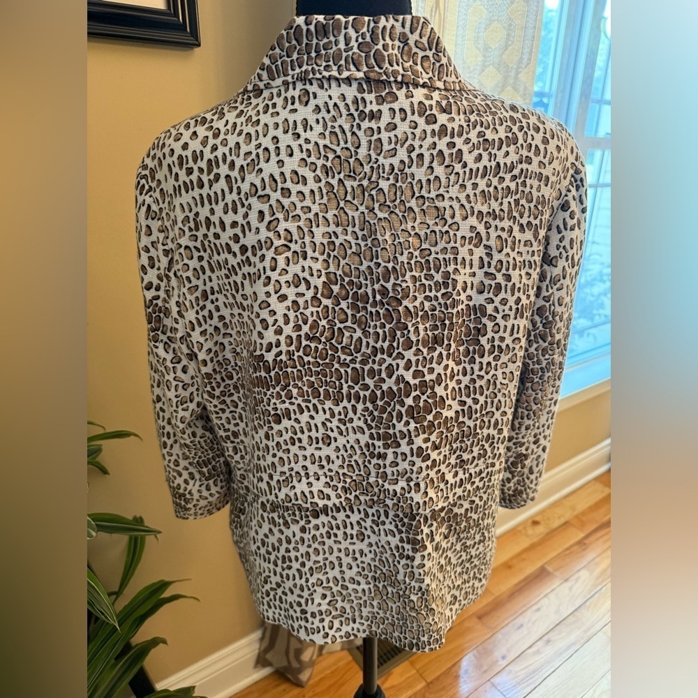 Pendleton Animal Cat Print Linen Blend Coat Blazer Jacket Brown/White Women Sz L - Picture 9 of 16